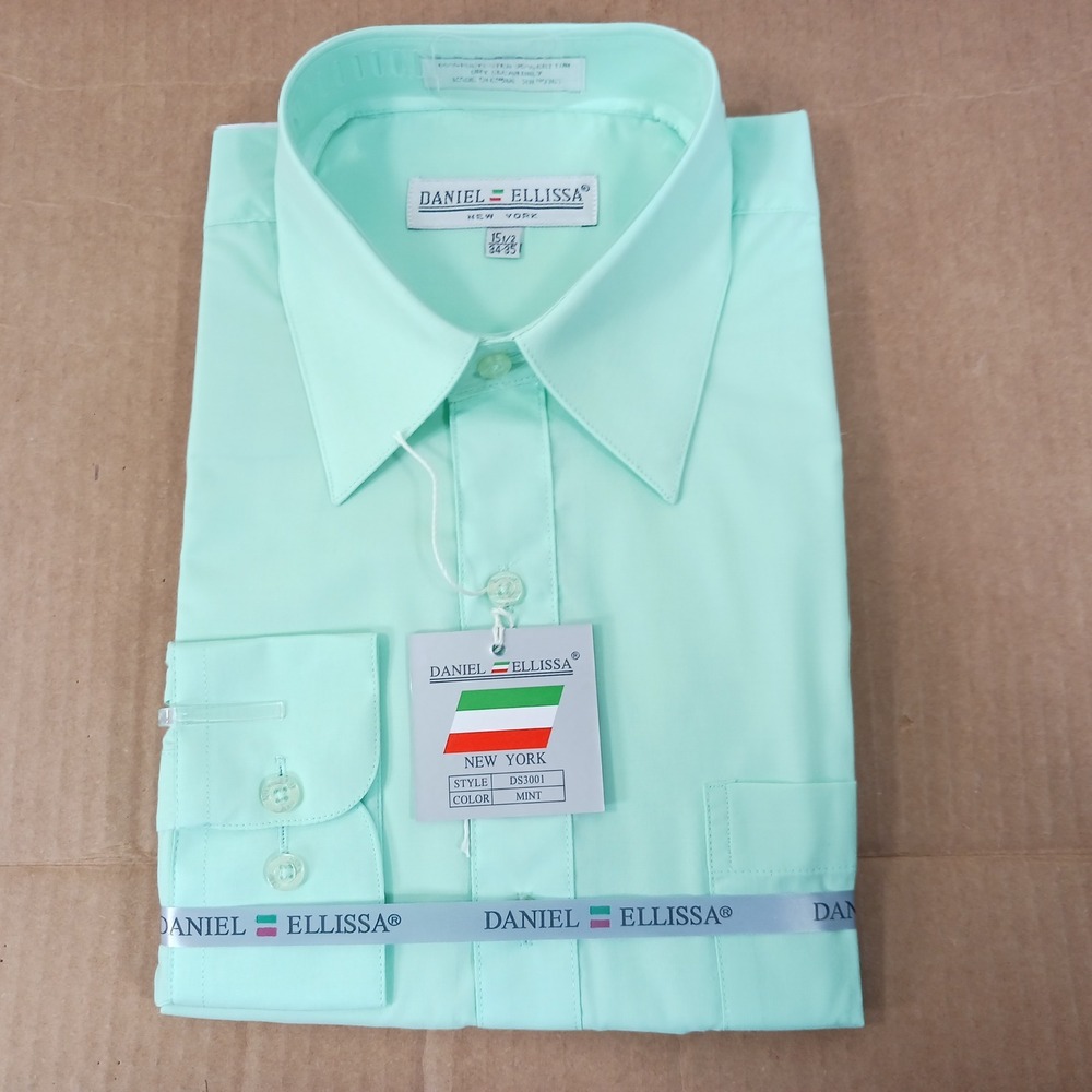 Daniel Ellissa DS3001 Mens Mint Green Dress Shirt 15.5 34-35 Comfort Cut NWT